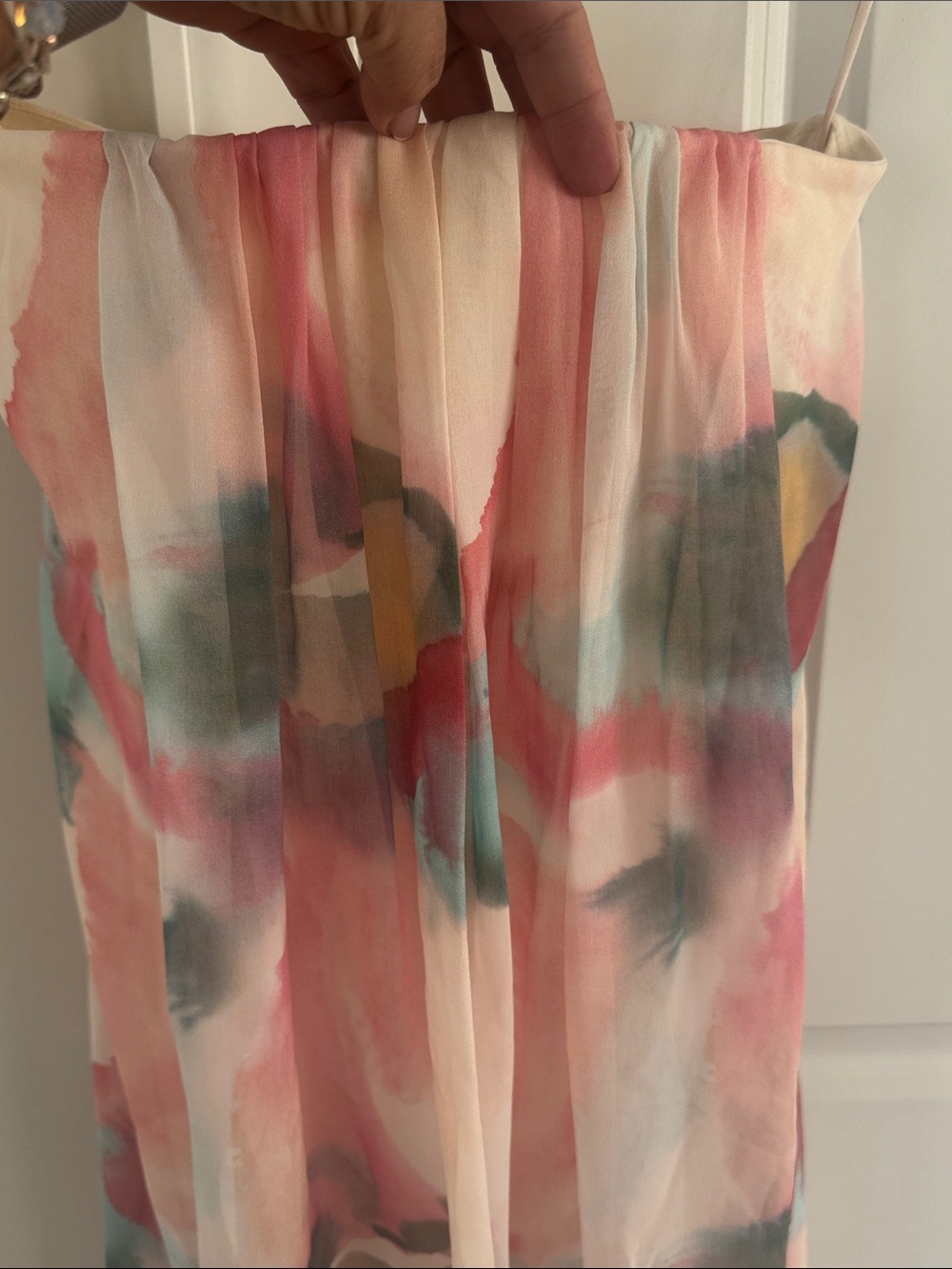 Alice + Olivia Pink and Cream Watercolor Maxi Dress - Picture 6 of 7